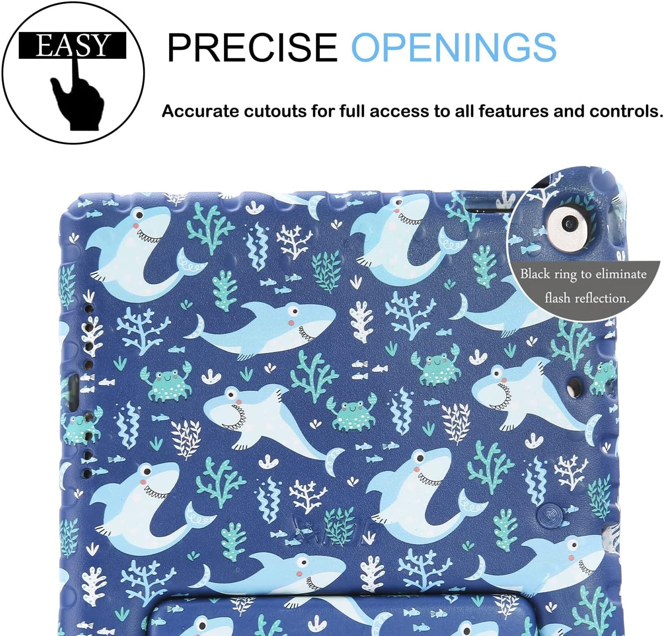 image:imageHDE Case for iPad 97inch 20182017 Kids Shockproof Bumper Hard Cover Handle Stand with Built in Screen Protector for New Apple Education iPad 97 Inch 6th Gen5th Generation iPad 97 SharkShark
