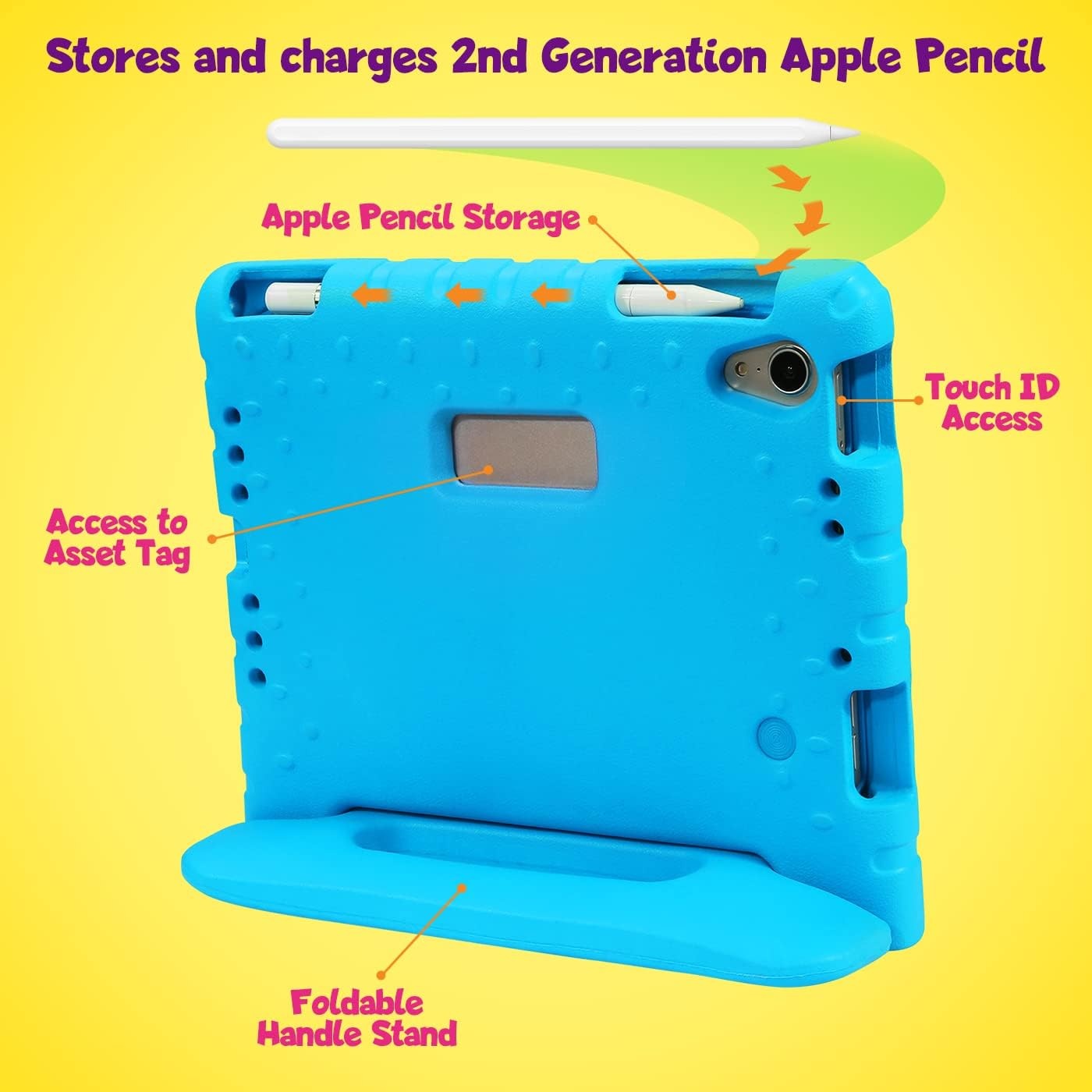 image:imageHDE Case for iPad mini 6 Kids Shock Proof Cover with Builtin Screen Protector Handle Stand for iPad 6th Generation Mini 2021 83 Inch BlueBlue