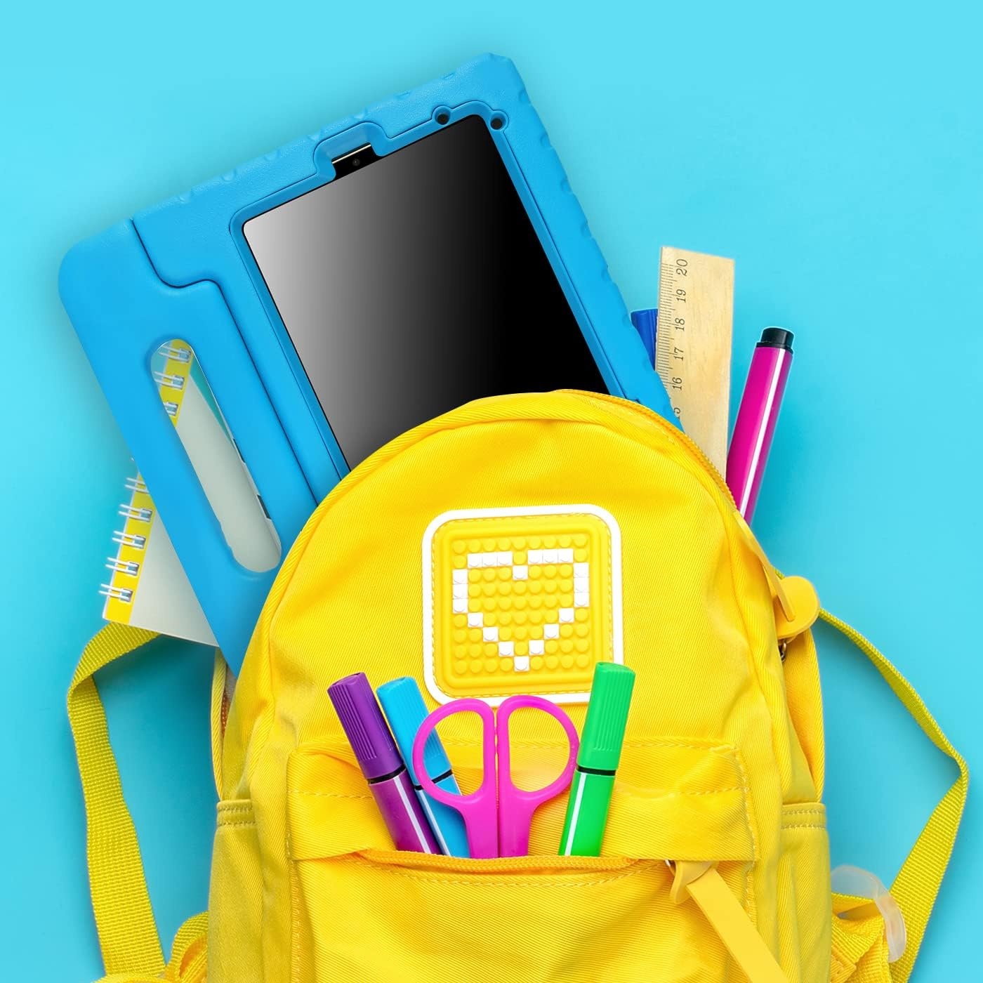image:imageHDE Case for iPad mini 6 Kids Shock Proof Cover with Builtin Screen Protector Handle Stand for iPad 6th Generation Mini 2021 83 Inch BlueBlue