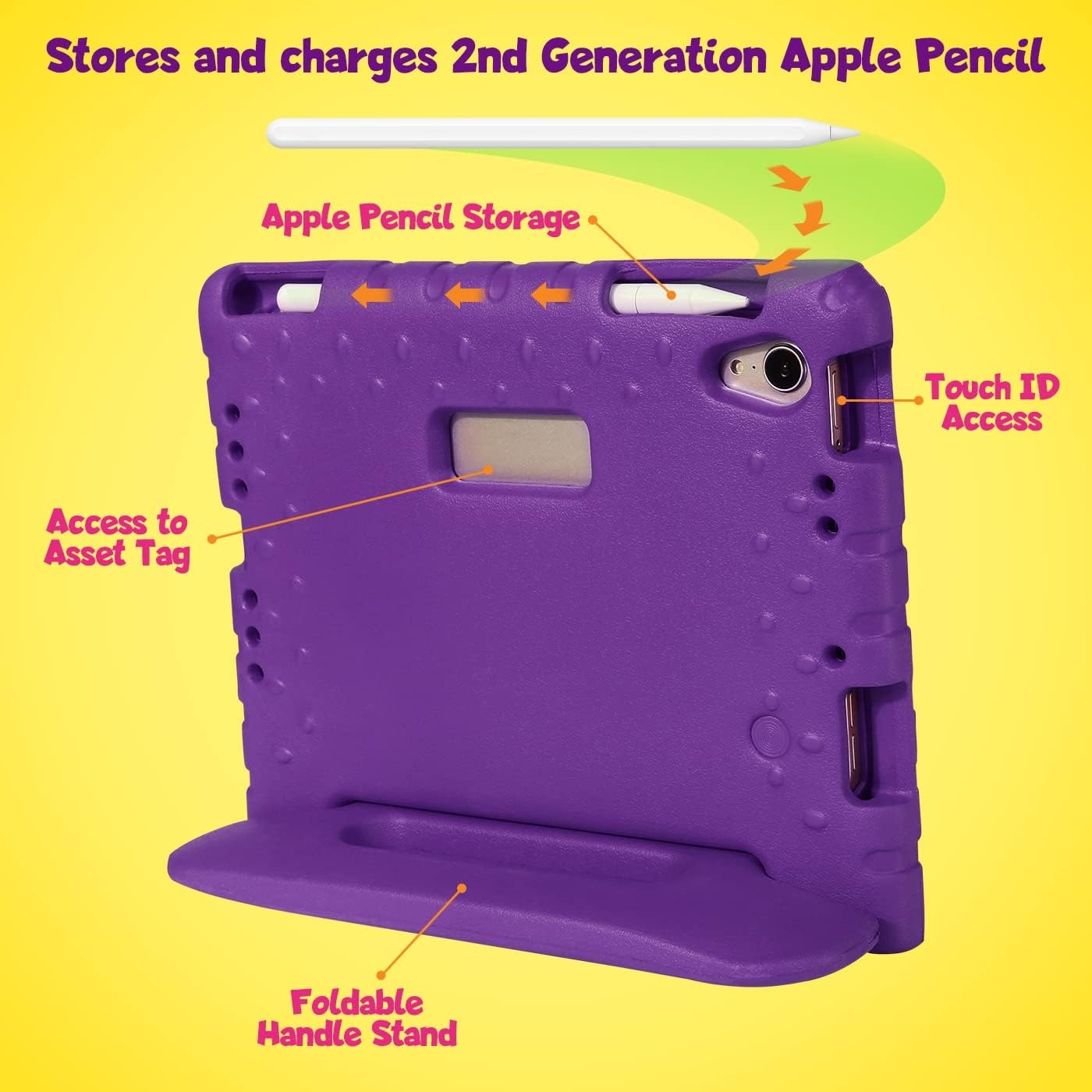 image:imageHDE Case for iPad mini 6 Kids Shock Proof Cover with Builtin Screen Protector Handle Stand for iPad 6th Generation Mini 2021 83 Inch BluePurple Pink
