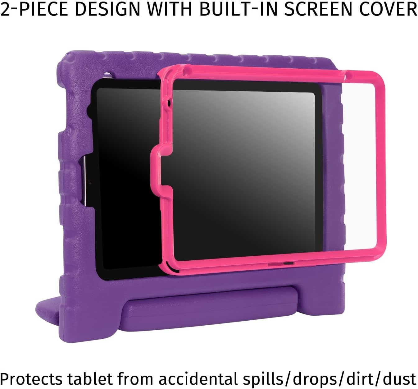 image:imageHDE Case for iPad mini 6 Kids Shock Proof Cover with Builtin Screen Protector Handle Stand for iPad 6th Generation Mini 2021 83 Inch BluePurple Pink