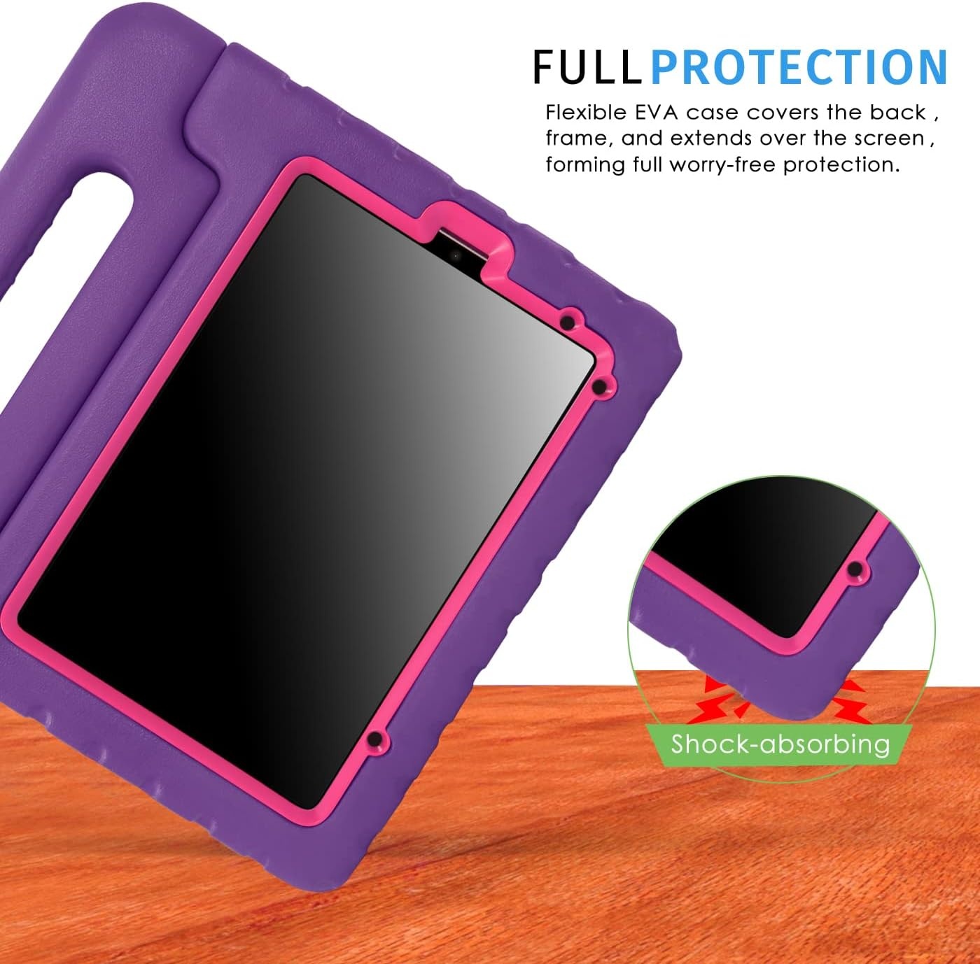 image:imageHDE Case for iPad mini 6 Kids Shock Proof Cover with Builtin Screen Protector Handle Stand for iPad 6th Generation Mini 2021 83 Inch BluePurple Pink