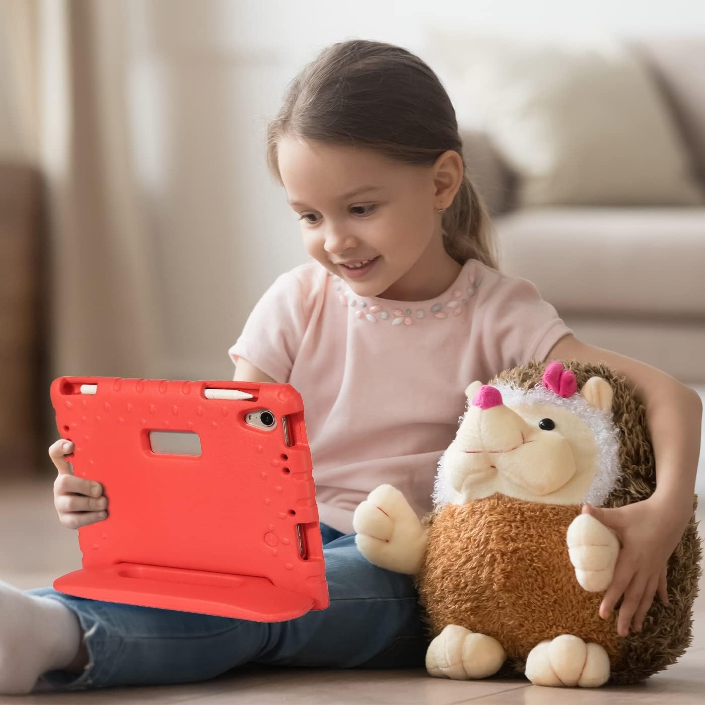 image:imageHDE Case for iPad mini 6 Kids Shock Proof Cover with Builtin Screen Protector Handle Stand for iPad 6th Generation Mini 2021 83 Inch BlueRed