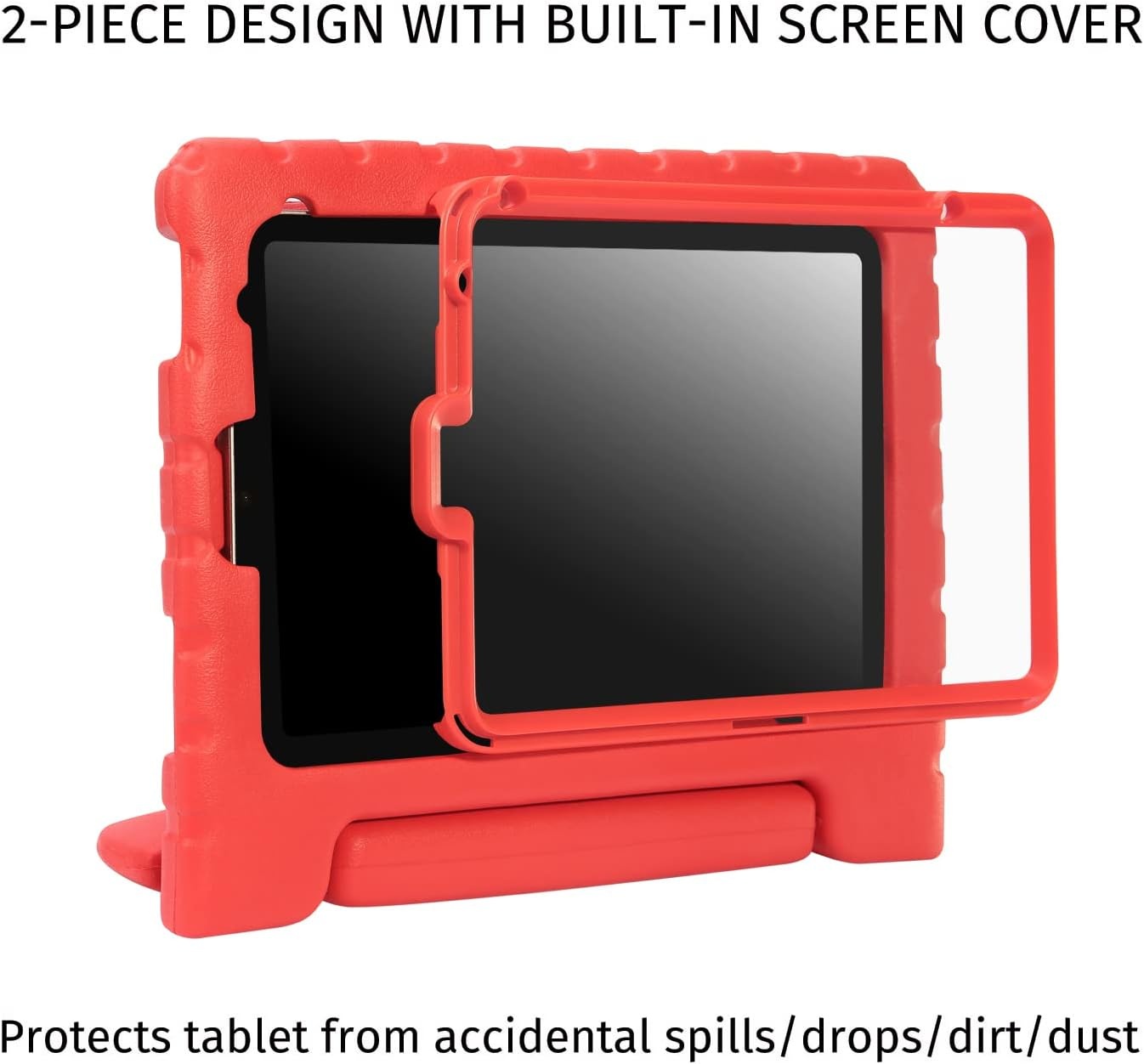 image:imageHDE Case for iPad mini 6 Kids Shock Proof Cover with Builtin Screen Protector Handle Stand for iPad 6th Generation Mini 2021 83 Inch BlueRed