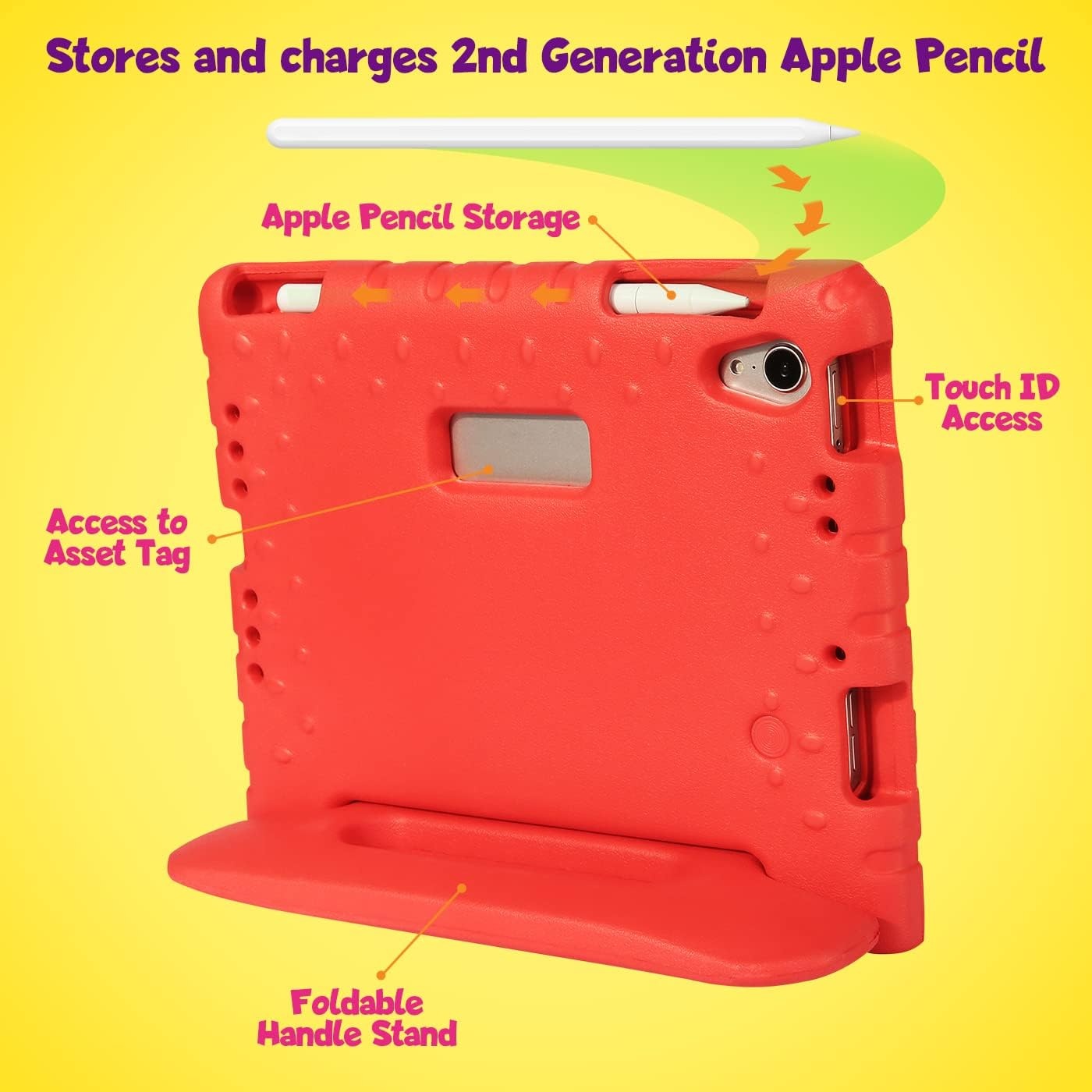 image:imageHDE Case for iPad mini 6 Kids Shock Proof Cover with Builtin Screen Protector Handle Stand for iPad 6th Generation Mini 2021 83 Inch BlueRed