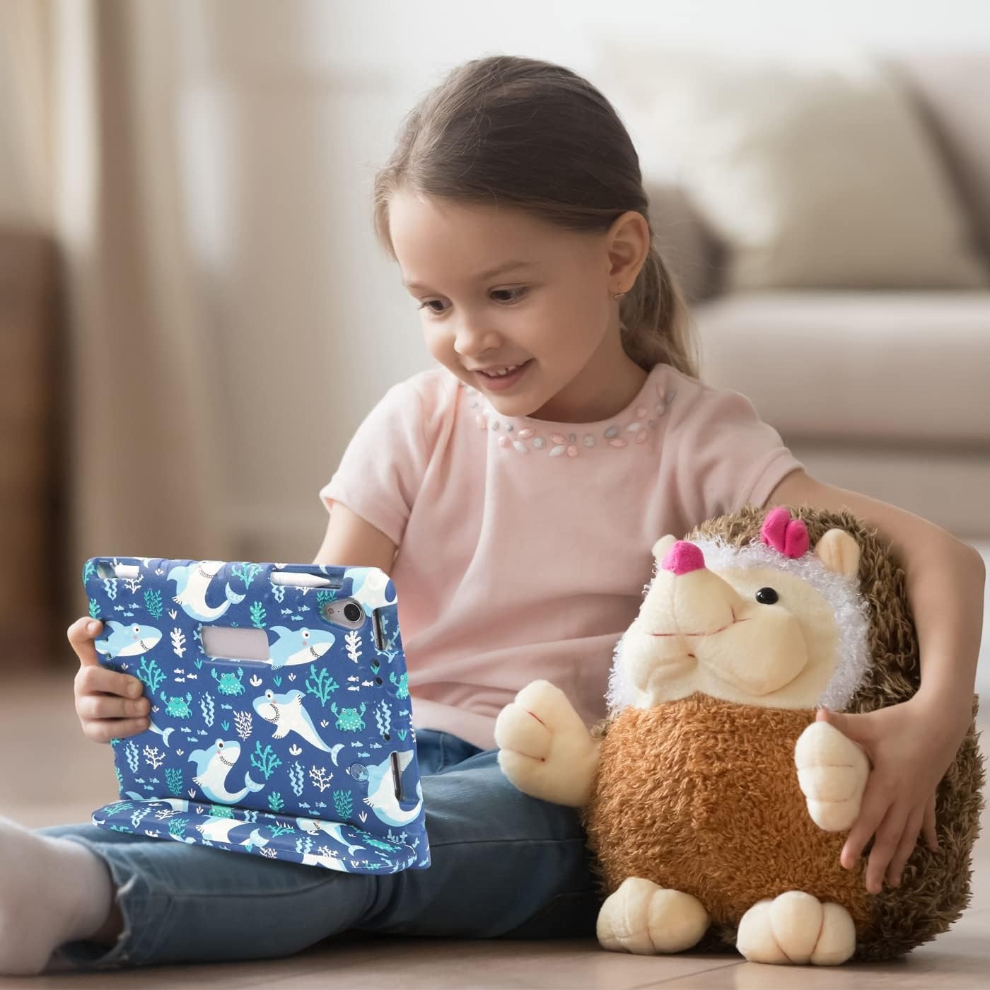 image:imageHDE Case for iPad mini 6 Kids Shock Proof Cover with Builtin Screen Protector Handle Stand for iPad 6th Generation Mini 2021 83 Inch BlueShark