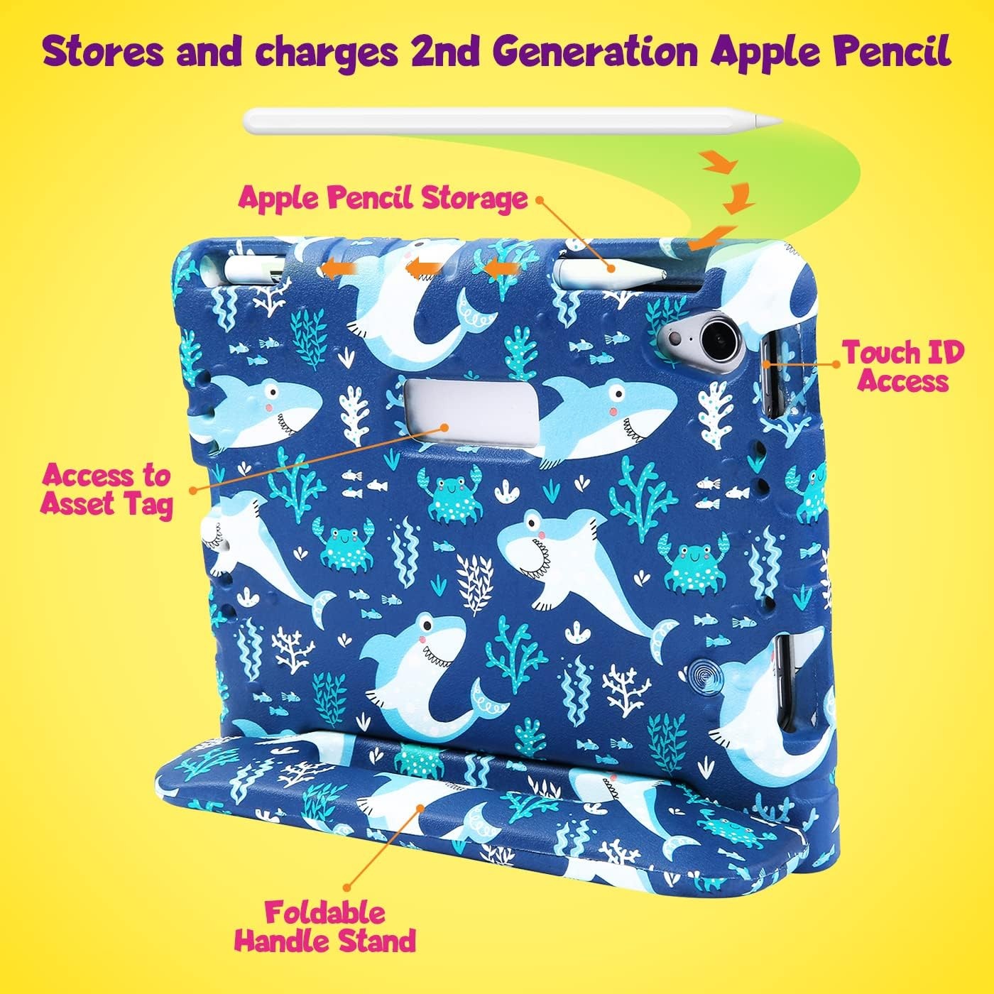 image:imageHDE Case for iPad mini 6 Kids Shock Proof Cover with Builtin Screen Protector Handle Stand for iPad 6th Generation Mini 2021 83 Inch BlueShark