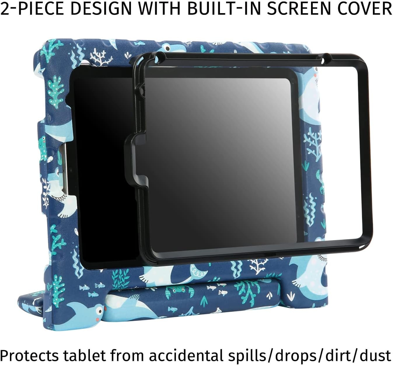 image:imageHDE Case for iPad mini 6 Kids Shock Proof Cover with Builtin Screen Protector Handle Stand for iPad 6th Generation Mini 2021 83 Inch BlueShark