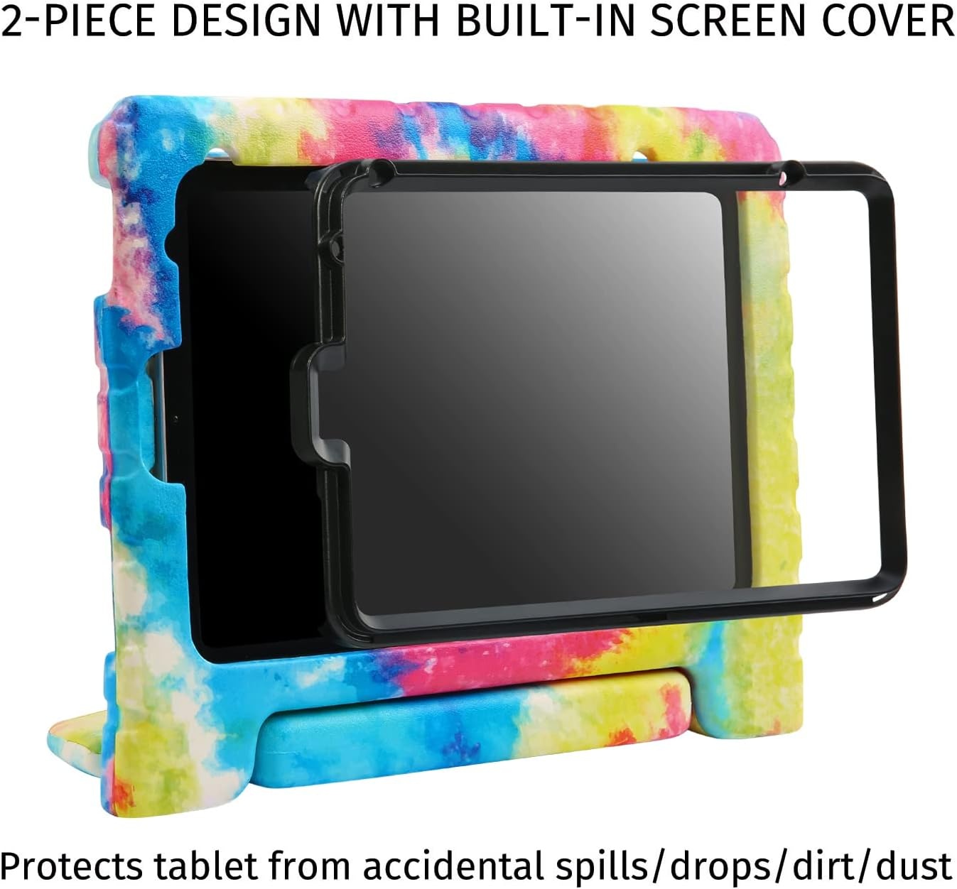 image:imageHDE Case for iPad mini 6 Kids Shock Proof Cover with Builtin Screen Protector Handle Stand for iPad 6th Generation Mini 2021 83 Inch BlueTie Dye