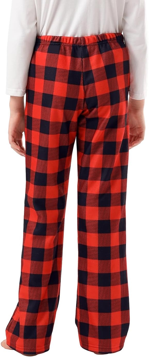 image:imageHDE Girls Fleece Pajama Pants Kids Sleepwear Fuzzy Plush PJ Bottoms wPocketsBuffalo Plaid