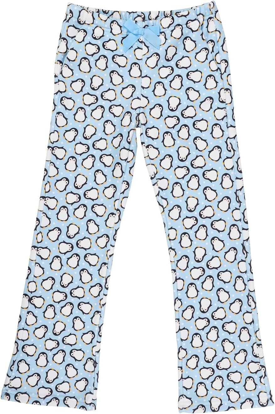 image:imageHDE Girls Fleece Pajama Pants Kids Sleepwear Fuzzy Plush PJ Bottoms wPocketsCute Penguins