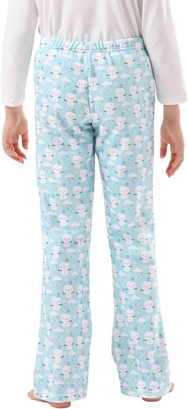 image:imageHDE Girls Fleece Pajama Pants Kids Sleepwear Fuzzy Plush PJ Bottoms wPocketsCute Snowmen