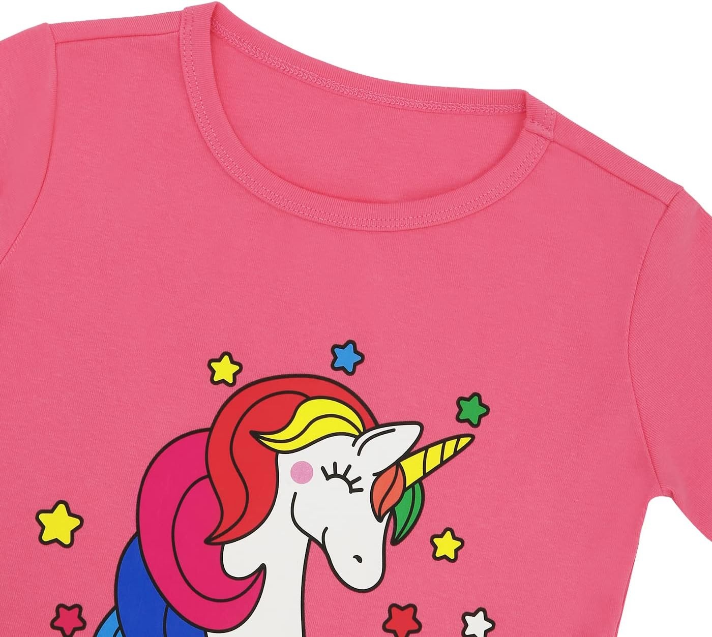 image:imageHDE Girls Unicorn Pajamas with Matching Doll Outfit Cotton Pajama Set for GirlsPink Rainbow UnicornLong