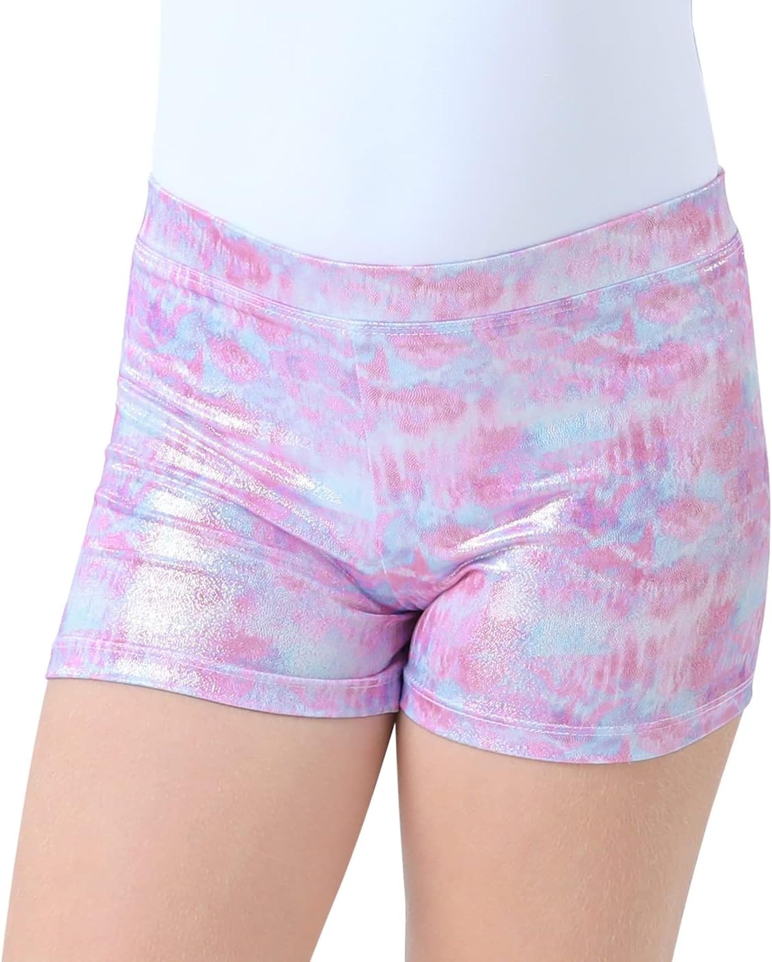 image:imageHDE Gymnastics Shorts for Girls Dance Short Glitter Sparkle Tumbling BottomsCotton Candy Tie Dye