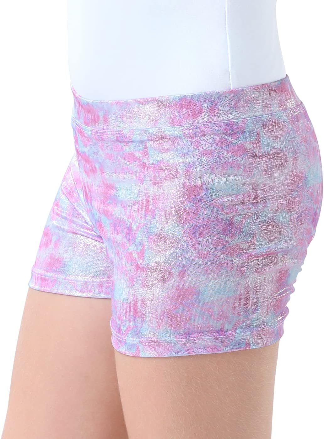 image:imageHDE Gymnastics Shorts for Girls Dance Short Glitter Sparkle Tumbling BottomsCotton Candy Tie Dye
