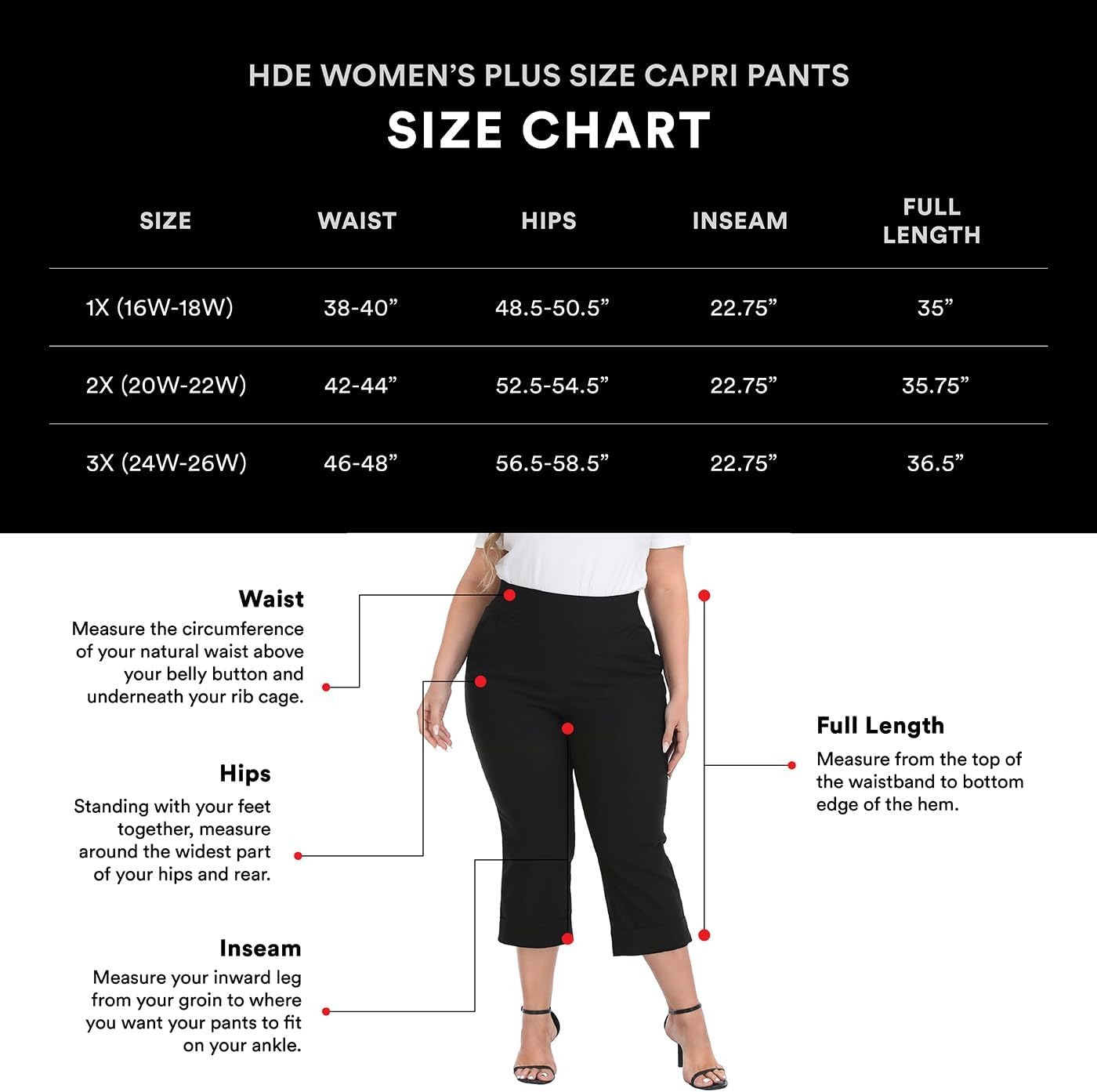 image:imageHDE Plus Size Pull On Capri Pants for Women with Pockets Elastic Waist Commuter Travel Casual Work Cropped Pants with CuffDark Brown