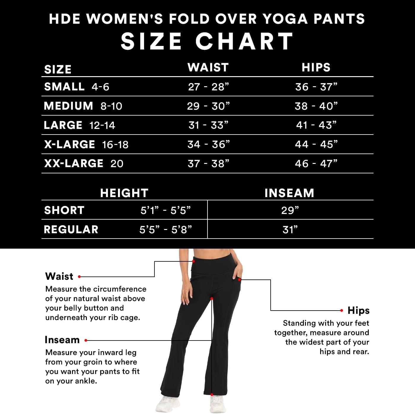 image:imageHDE Womens Fold Over Yoga Pants with Pockets High Waist Flare Workout LeggingsLight Gray