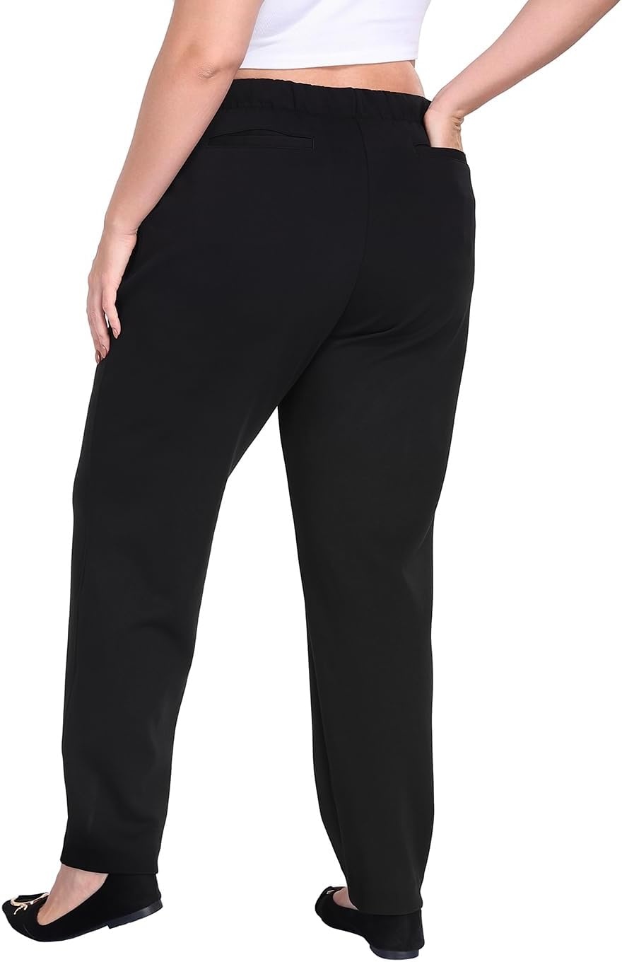 image:imageHDE Womens Plus Size Pintuck Pull On Sweatpants with PocketsBlack