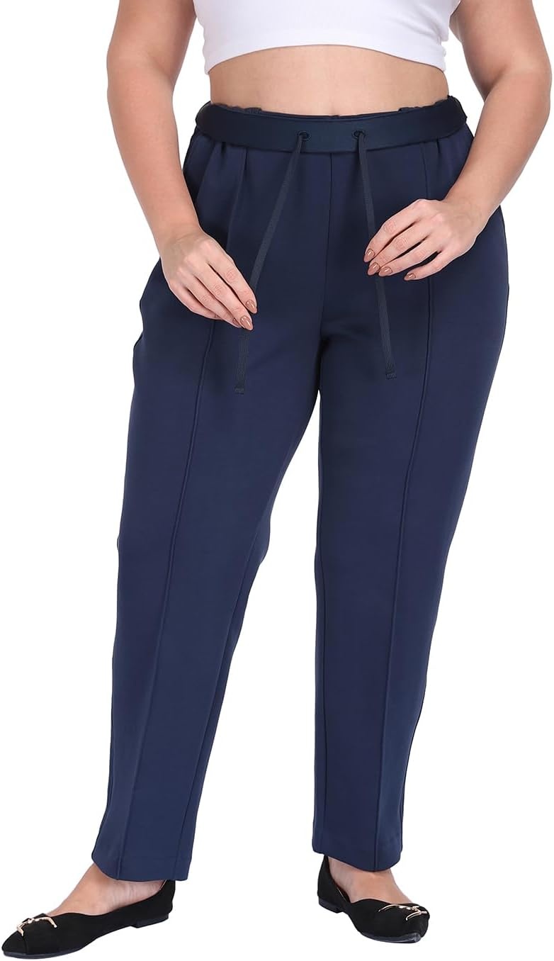 image:imageHDE Womens Plus Size Pintuck Pull On Sweatpants with PocketsNavy Blue