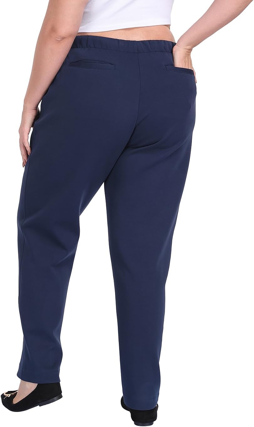 image:imageHDE Womens Plus Size Pintuck Pull On Sweatpants with PocketsNavy Blue