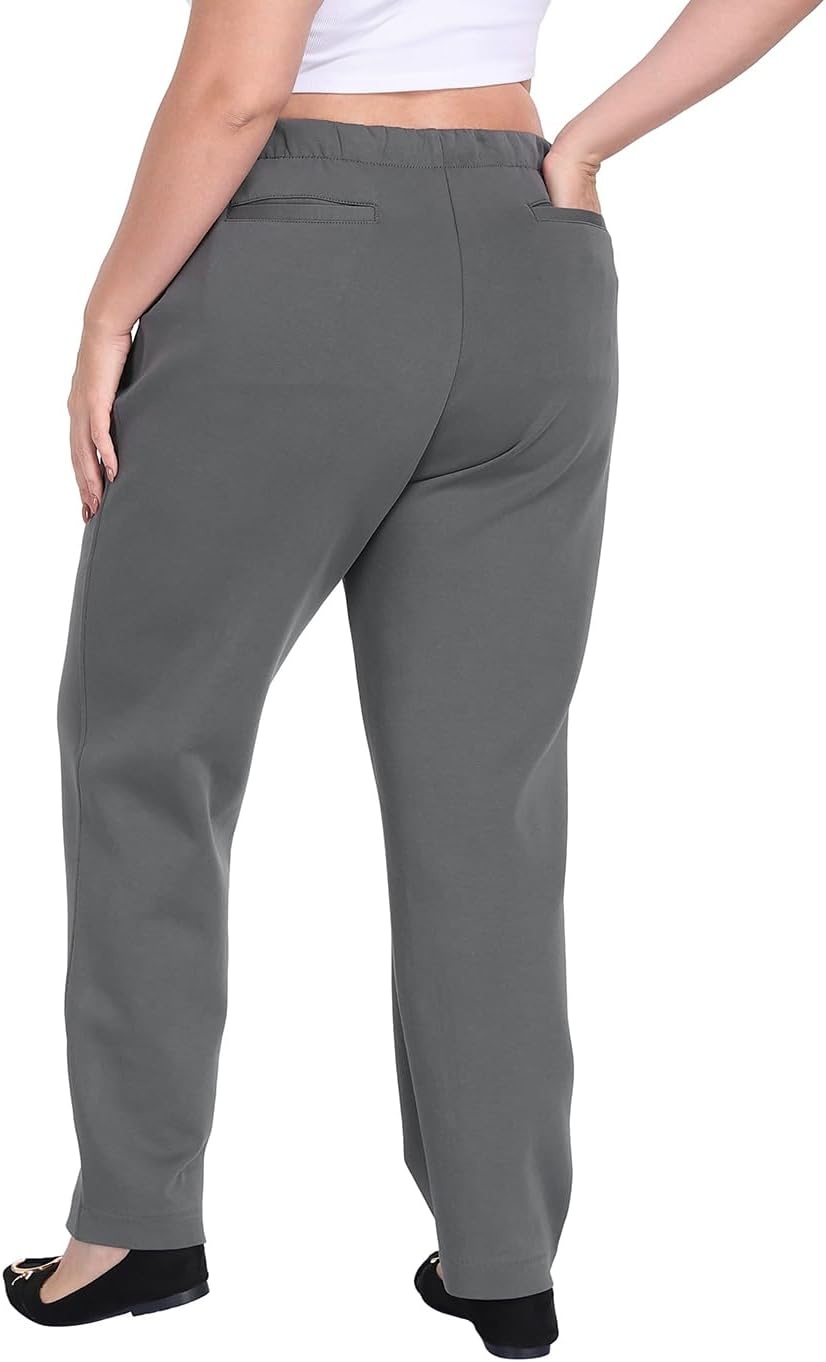 image:imageHDE Womens Plus Size Pintuck Pull On Sweatpants with PocketsSlate Gray