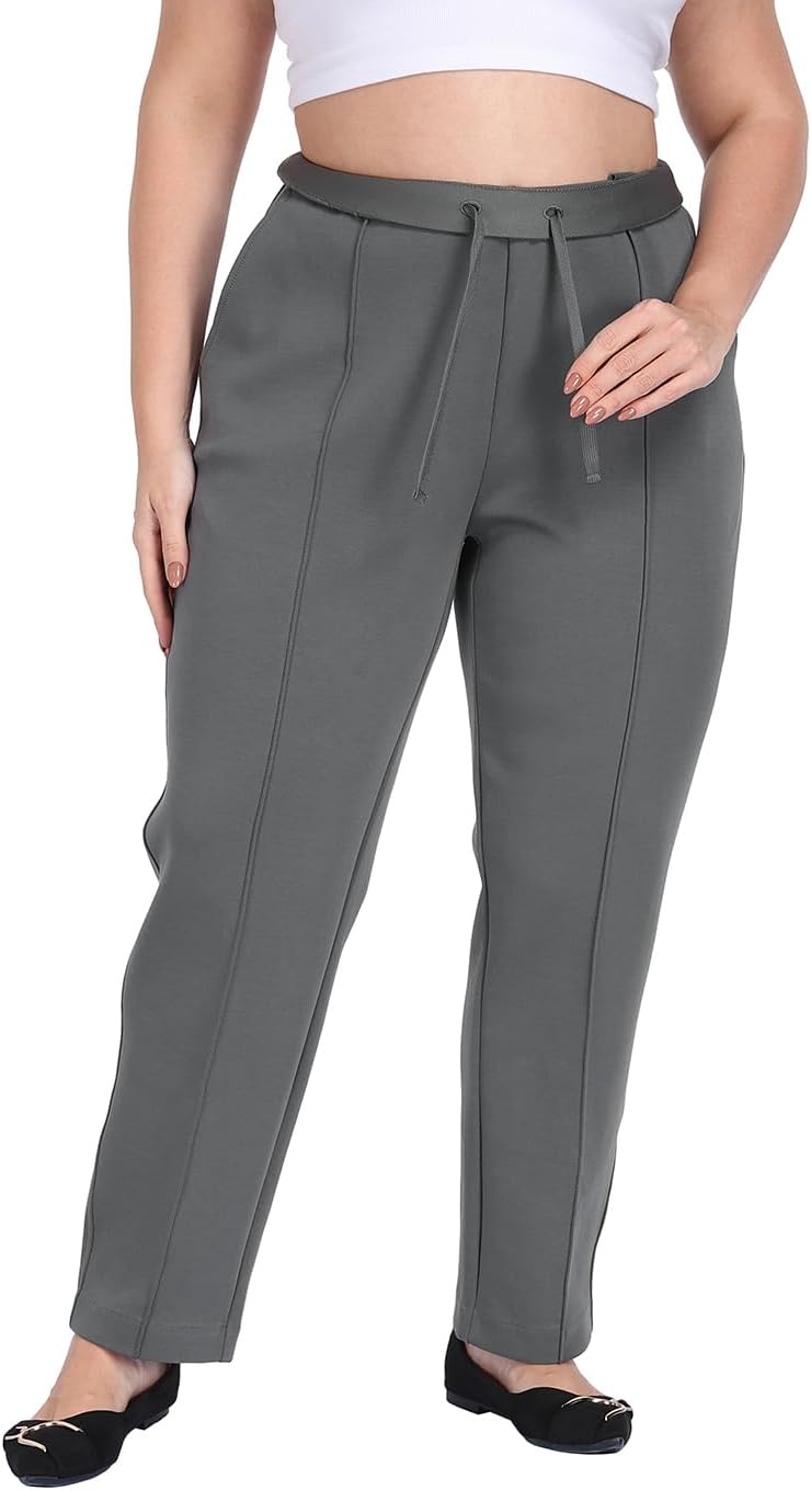 image:imageHDE Womens Plus Size Pintuck Pull On Sweatpants with PocketsSlate Gray