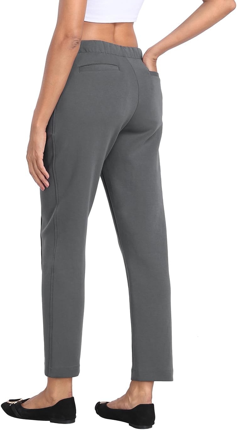 image:imageHDE Womens Pull On Pintuck Pants Casual Travel Dressy Sweatpants with PocketsSlate Gray