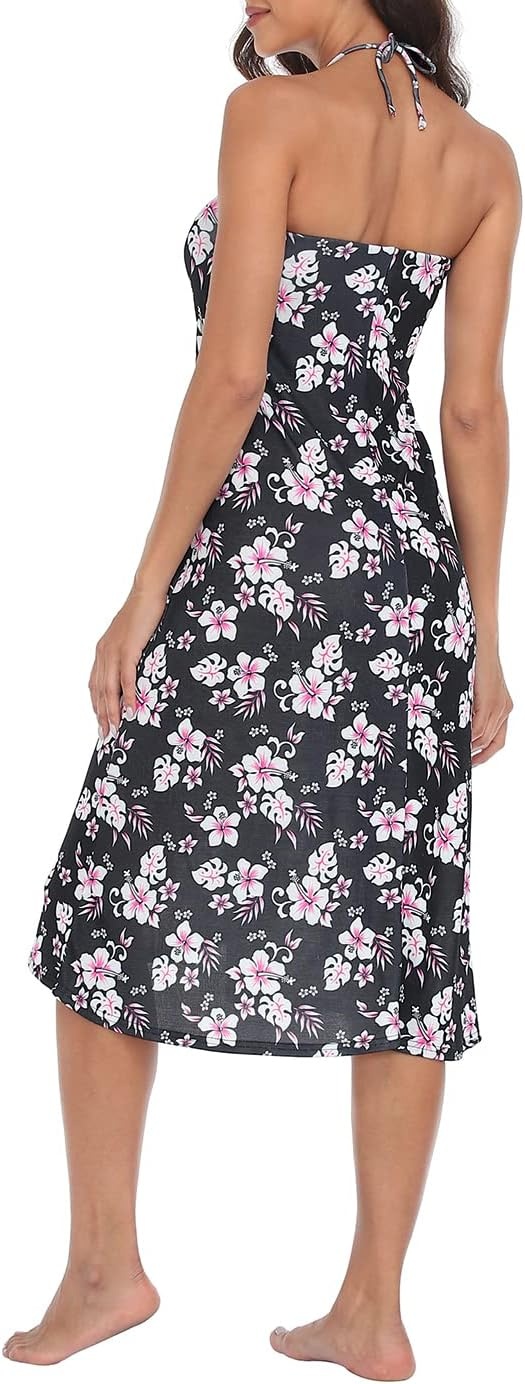 image:imageHDE Womens Ruched Cover Up Skirt Convertible Dress Swimsuit Coverup for SwimwearBlack Aloha