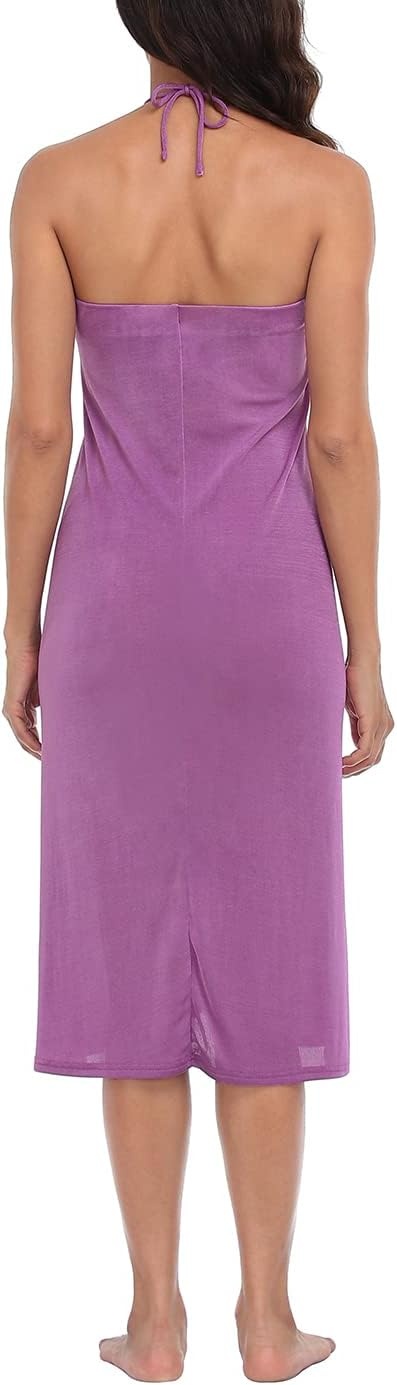 image:imageHDE Womens Ruched Cover Up Skirt Convertible Dress Swimsuit Coverup for SwimwearOrchid