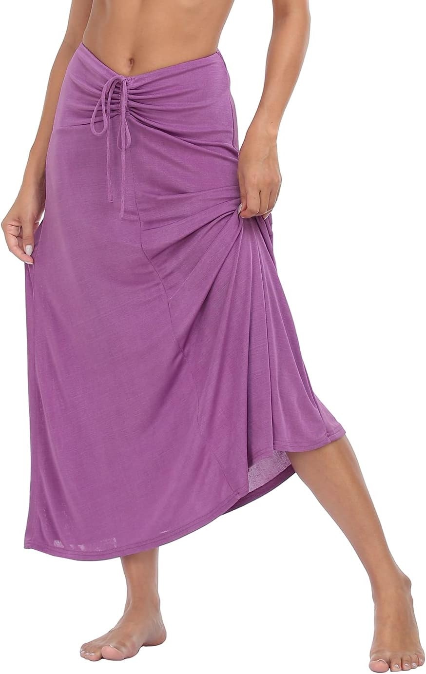 image:imageHDE Womens Ruched Cover Up Skirt Convertible Dress Swimsuit Coverup for SwimwearOrchid