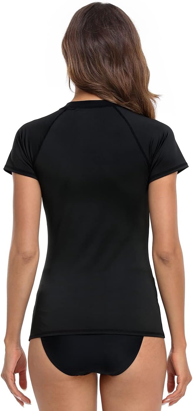 image:imageLRD Womens Short Sleeve Rash Guard Shirts UPF 50 Quick Dry Active Swim ShirtBlack