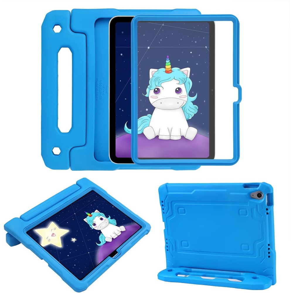 image:imageHDE Case for iPad 10th Generation 109 inch for Kids with Builtin Screen Protector Shockproof Cover with Multi Angle Viewing Handle Stand BlackBlue