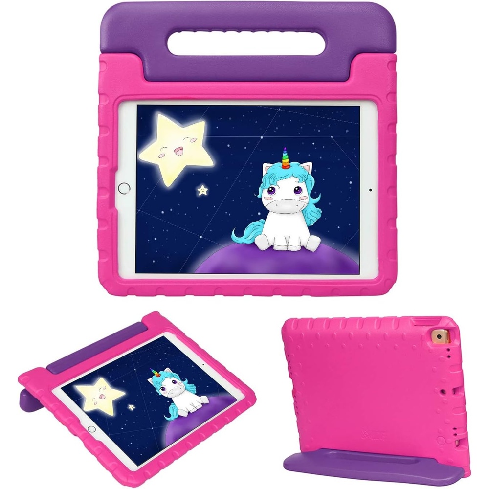 image:imageHDE Case for iPad 9th Generation Kids Shockproof Cover 102 inch with Handle Stand fits 2021 9th Gen 2020 8th 2019 7th Tablet BlackPurple Pink