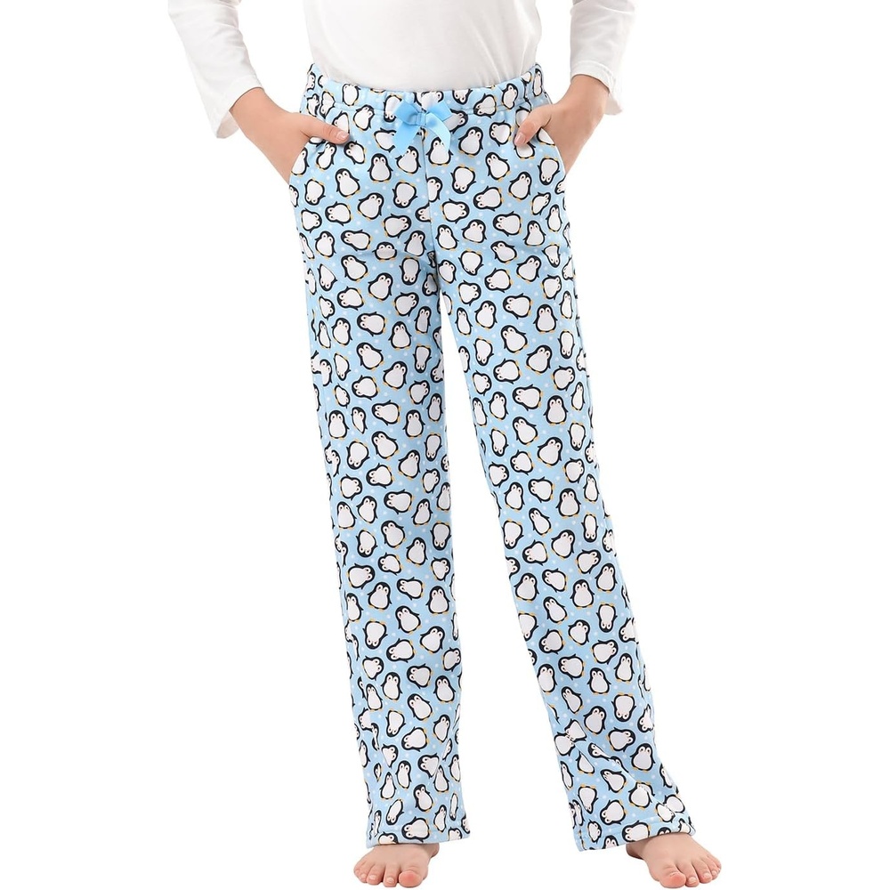 image:imageHDE Girls Fleece Pajama Pants Kids Sleepwear Fuzzy Plush PJ Bottoms wPocketsCute Penguins