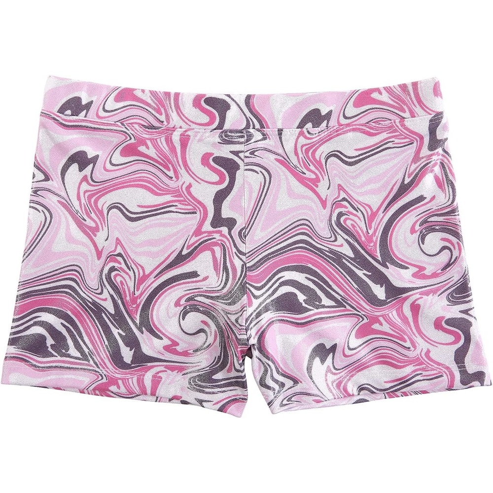 image:imageHDE Gymnastics Shorts for Girls Dance Short Glitter Sparkle Tumbling BottomsPink Marble Swirls