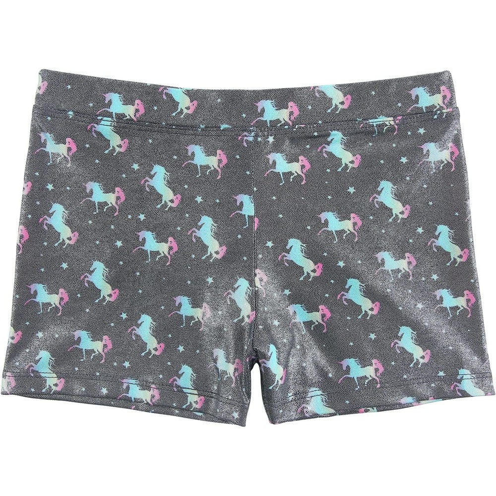 image:imageHDE Gymnastics Shorts for Girls Dance Short Glitter Sparkle Tumbling BottomsUnicorn Stars