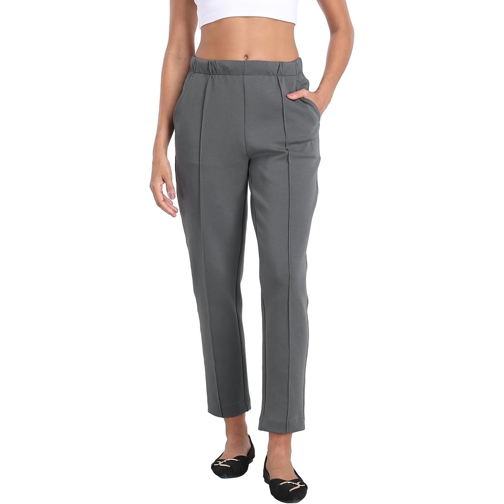 image:imageHDE Womens Pull On Pintuck Pants Casual Travel Dressy Sweatpants with PocketsSlate Gray