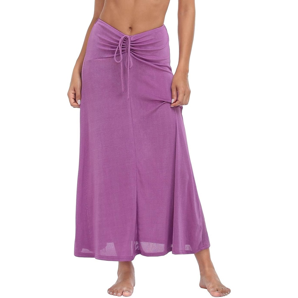 image:imageHDE Womens Ruched Cover Up Skirt Convertible Dress Swimsuit Coverup for SwimwearOrchid