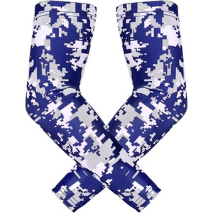 image:imageHDE Arm Compression Sleeves for Kids Basketball Shooting Sleeve Youth Sports Cooling Sun Protection Football Baseball 1 PairNavy Blue Silver Digital Camo