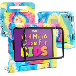 image:imageHDE Case for iPad mini 6 Kids Shock Proof Cover with Builtin Screen Protector Handle Stand for iPad 6th Generation Mini 2021 83 Inch BlueTie Dye