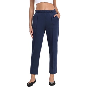 image:imageHDE Womens Pull On Pintuck Pants Casual Travel Dressy Sweatpants with PocketsNavy Blue