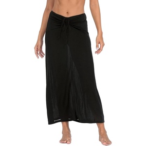 image:imageHDE Womens Ruched Cover Up Skirt Convertible Dress Swimsuit Coverup for SwimwearBlack