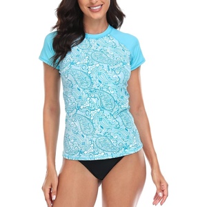 image:imageLRD Womens Short Sleeve Rash Guard Shirts UPF 50 Quick Dry Active Swim ShirtBeach Paisley