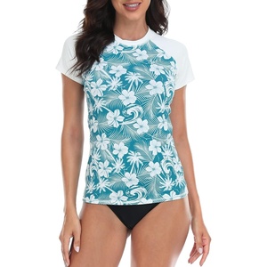 image:imageLRD Womens Short Sleeve Rash Guard Shirts UPF 50 Quick Dry Active Swim ShirtSurf Floral