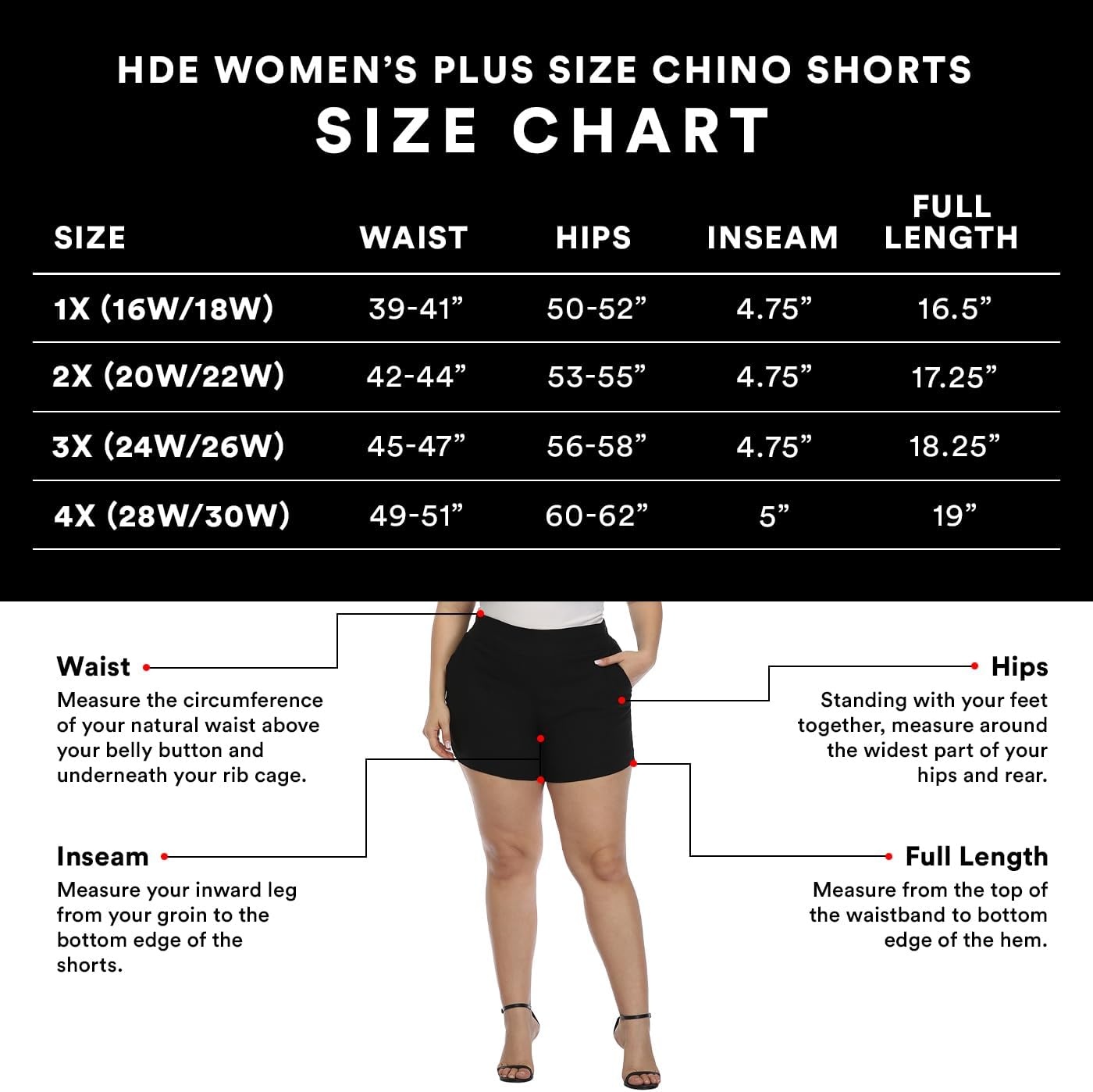 image:imageHDE Womens Plus Size Chino Shorts High Waisted 4 Inseam Summer Casual ShortsCool Gray