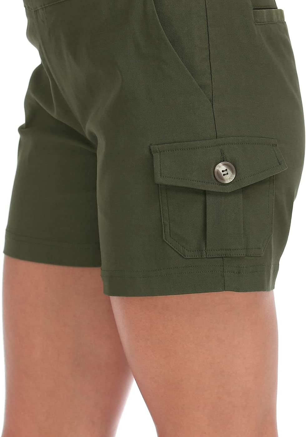 image:imageHDE Womens Pull On Cargo Shorts with Pockets High Waisted Stretchy Tailored Dressy Utility Shorts with PlusOlive Green