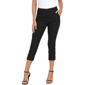 image:imageHDE Pull On Capri Pants for Women 21 Inseam Cropped Office Pants with PocketsBlack