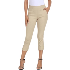 image:imageHDE Pull On Capri Pants for Women 21 Inseam Cropped Office Pants with PocketsKhaki