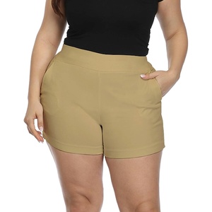 image:imageHDE Womens Plus Size Chino Shorts High Waisted 4 Inseam Summer Casual ShortsDark Khaki