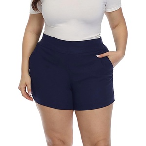 image:imageHDE Womens Plus Size Chino Shorts High Waisted 4 Inseam Summer Casual ShortsNavy Blue